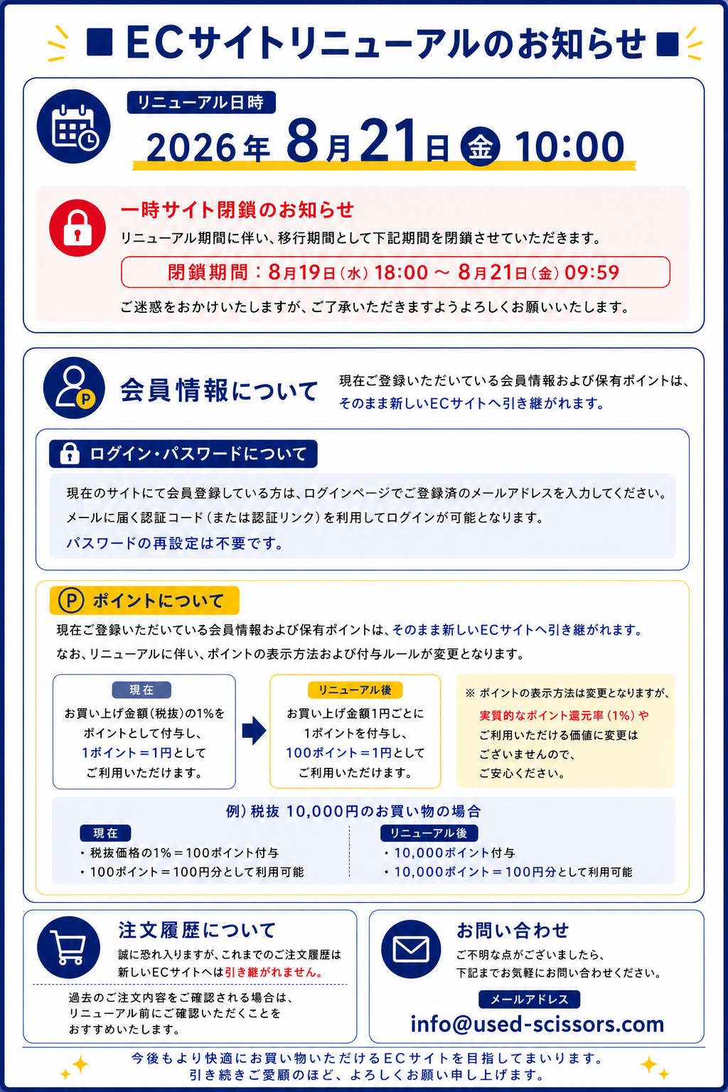サイトリニューアルのお知らせ